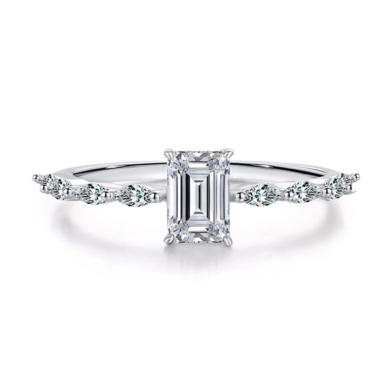 Emerald-Cut Diamond Ring in 18K White Gold