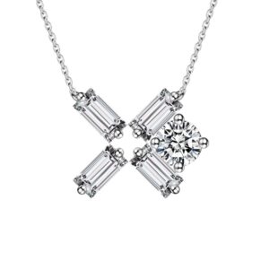 X-Motif Diamond Necklace in 14K White Gold