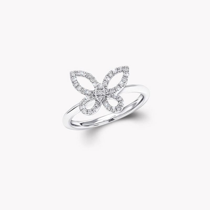 Butterfly Diamond Ring in 18K White Gold