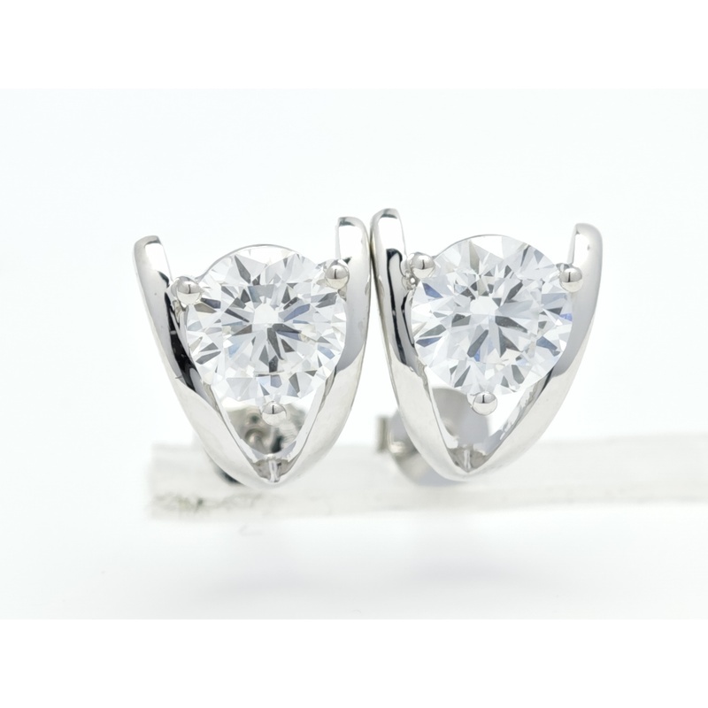 U-Shaped Solitaire Diamond Stud Earrings in 18K Yellow Gold
