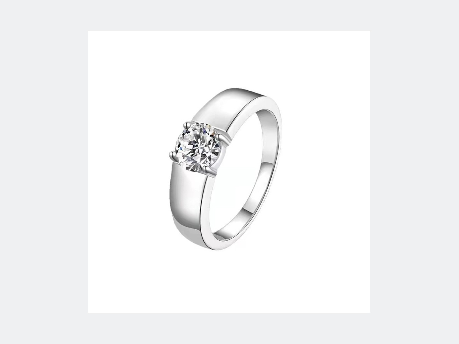 Diamond ring on a clean editorial background